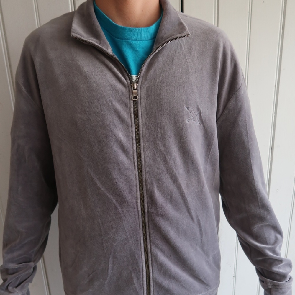 Armani Exchange Grey Velvet Track Jacket